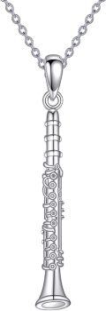 wholesale 925 Silver Clarinet Pendant Necklace for Women - Elegant Music Jewelry Gift for Her-0-0
