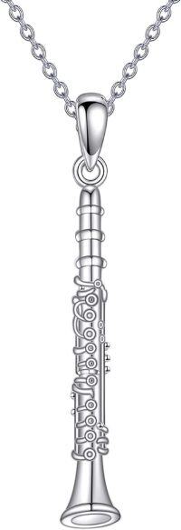 wholesale 925 Silver Clarinet Pendant Necklace for Women - Elegant Music Jewelry Gift for Her-Clarinet