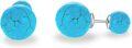 wholesale 925 Sterling Silver Round Blue Turquoise Stone Stud Earrings for Women 8mm Diameter s-0-0