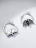wholesale 925 Sterling Silver 3D Bat Design Hoop Earrings for Women's Fashion s-0-2