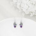 wholesale 925 Sterling Silver Purple Mushroom Dangle Earrings-0-5