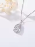 TOUPOP Sterling Silver Moonstone Bunny Teardrop Tree Of Life Pendant Necklace-0-4