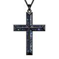 wholesale 925 Sterling Silver Mens Black Agate Cross Necklace with Brown Stone Pendants-0-9