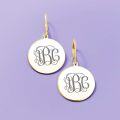 wholesale Rose Gold 925 Sterling Silver Engraved Circle Monogram Leverback Earrings Custom  Ideas for Her-0-10