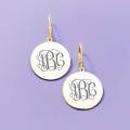 wholesale 925 Sterling Silver Gold Plated Monogram Round Disc Drop Earrings-0-10