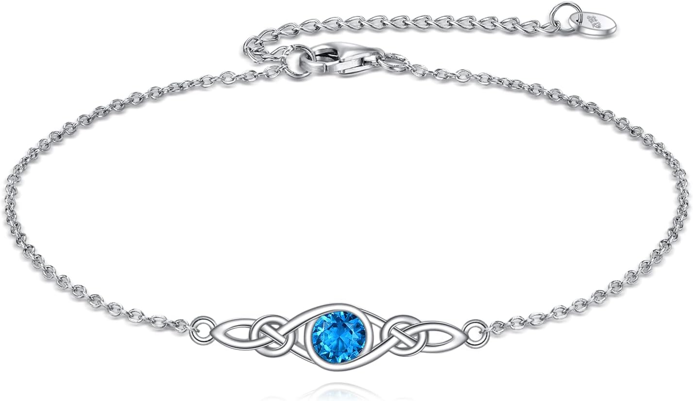 wholesale Sterling Silver Celtic Knot Bracelet w Mustard Seed Moonstone Birthstone-B-12-December