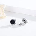 wholesale 925 Sterling Silver Black Onyx Stud Earrings Hypoallergenic Round 8mm for Men & Women-0-1