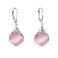 wholesale 925 Sterling Silver Celtic Teardrop Filigree Earrings Jewelry Gifts for Women-Pink opal teardrop earrings