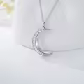 TOUPOP Sterling Silver April Birthstone Moon Pendant Necklace-0-3