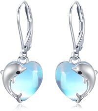 wholesale 925 Sterling Silver Dolphin Heart Dangle Lever Back Earrings-Dolphin Earrings F