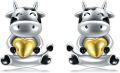 wholesale 925 Sterling Silver Heart Cow Animal Stud Earrings-0-0
