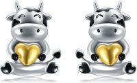 wholesale 925 Sterling Silver Heart Cow Animal Stud Earrings-06_Cow