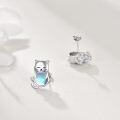 wholesale 925 Sterling Silver Moonstone Yoga Cat Stud Earrings-0-3