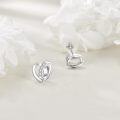 wholesale 925 Sterling Silver CZ Heart Stud Earrings for Women - Birthday Gift Ideas-0-2