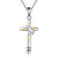 wholesale 925 Sterling Silver Cross Necklace Wholesale With Praying Hands And Faith Over Fear Inscription-0-0