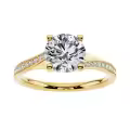 TOUPOP 10k/14k/18k Gold Moissanite Engraved Name Round Cut Engagement Rings-0-0