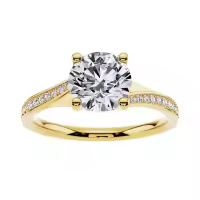 TOUPOP 10k/14k/18k Gold Moissanite Engraved Name Round Cut Engagement Rings-undefined
