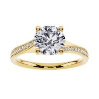 TOUPOP 10k/14k/18k Gold Moissanite Engraved Name Round Cut Engagement Rings-undefined