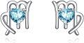 wholesale 925 Sterling Silver Aquarius Heart Stud Earrings for Women Astrology Gift-0-0