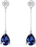 wholesale 925 Sterling Silver Blue Sapphire Celtic Knot Drop Earrings for Women-0-0