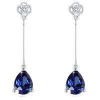 wholesale 925 Sterling Silver Blue Sapphire Celtic Knot Drop Earrings for Women-Sapphire