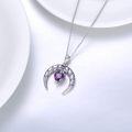 wholesale 925 Sterling Silver Heart-Shaped Amethyst Birthstone Crescent Moon Pendant Necklace Gift for Women-0-2