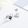 wholesale 925 Sterling Silver Dog Paw & Moon Heart Stud Earrings - Cute Animal Prints Jewellery Gift for Her-0-1