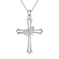 wholesale 925 Sterling Silver Cross Pendant With Butterfly-01-Cross butterfly