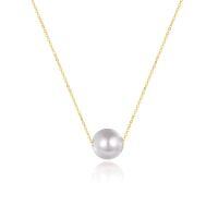 wholesale 925 Sterling Silver 14k Gold Plated Pearl Necklace Wholesale Elegant Simple Design-undefined