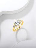 wholesale 14K Gold Plated 925 Sterling Silver Cubic Zirconia 1 25ct Round Cut Engagement Wedding Promise Rings for Women-0-5
