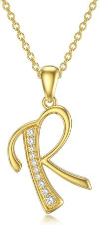 wholesale 14K Gold Moissanite A Z Initial Necklace for Women 16+2 -R