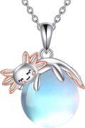 wholesale 925 Sterling Silver Blue Moonstone Bunny Pendant Necklace-0-0