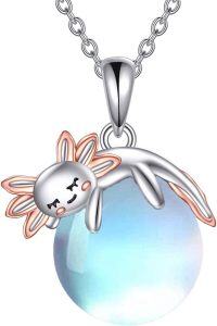 wholesale 925 Sterling Silver Blue Moonstone Bunny Pendant Necklace-A-Axolotl-C