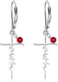 wholesale 925 Sterling Silver Birthstone Faith Cross Dangle Earrings Hypoallergenic Christian Gifts-0-0