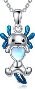 wholesale 925 Sterling Silver Blue Moonstone Heart Dog Pendant Necklace for Women and Moms-0-0