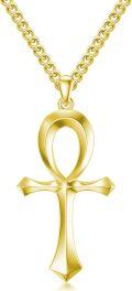 wholesale 925 Sterling Silver Ankh Cross Pendant Necklaces - Egyptian Symbol of Life Gold Tone Chain for Men & Women-0-1