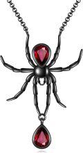 wholesale Gothic 925 Sterling Silver Red Garnet Spider Pendant Necklace for Women-0-0