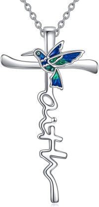 wholesale  Sterling Silver Cross Pendant Necklace for Women Gift for Mom Wife -Hummingbird Necklace