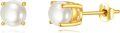 wholesale 14K Yellow Gold Round Freshwater Cultured Pearl Stud Earrings - 6mm AAA Quality-0-0