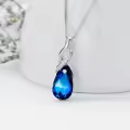 TOUPOP Sterling Silver Blue Crystal Teardrop Infinity Pendant Necklace-0-2