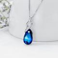TOUPOP Sterling Silver Blue Crystal Teardrop Infinity Pendant Necklace-0-2