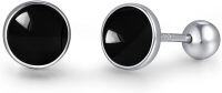 wholesale 925 Sterling Silver Black Onyx Round 5mm Tiny Stud Earrings for Women Hypoallergenic Twist Back-Onyx