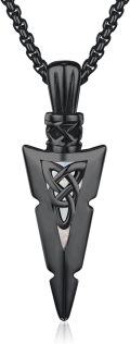 wholesale 925 Sterling Silver Black Opal Triquetra Pendant Necklace  for Men & Women Norse Viking Jewelry-0-0