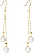 wholesale Gold Solid 14K Freshwater Pearl Threader Tassel Dangle Earrings-0-0