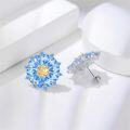 wholesale 925 Sterling Silver Blue and Yellow Daisy Flower Stud Earrings for Women-0-1