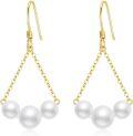 wholesale 14K Gold 3-Pearl Drop Earrings for Women - Elegant  Set-0-0