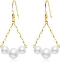 wholesale 14K Gold 3-Pearl Drop Earrings for Women - Elegant  Set-14k Yellow Gold