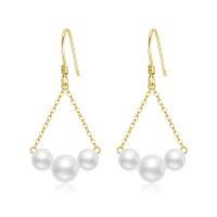 wholesale 14K Gold 3-Pearl Drop Earrings for Women - Elegant  Set-14k Yellow Gold
