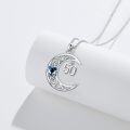 wholesale 925 Sterling Silver Celtic Knot Blue Heart 21st Birthday Moon Pendant Necklace for Women and Girls-0-2