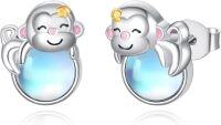 wholesale 925 Sterling Silver Monkey Opal Stud Hoop Earrings for Girls and Women-monkey-monkey